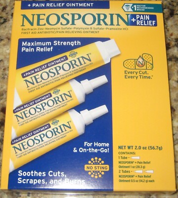 3- PK NEOSPORIN, Maximum Stength Pain Relief. Soothes Cuts, Scrapes, and Burns!