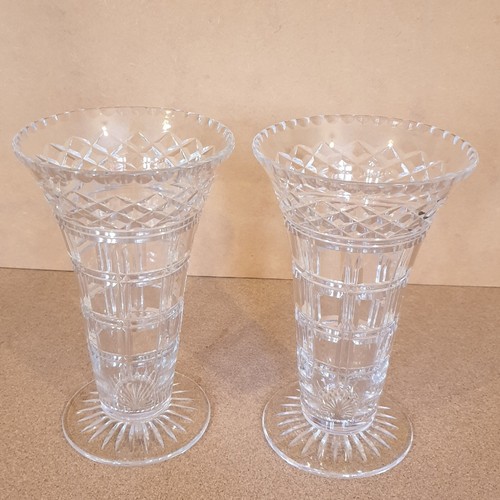 MATCHING PAIR OF 30's ART DECO - CUT CLEAR LEAD CRYSTAL GLASS VASES - BOTH EX++