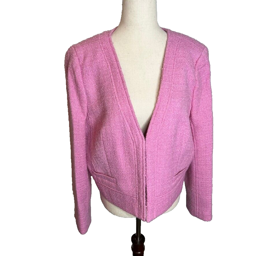 J.Crew Collarless Lady Jacket Maritime Tweed Picador Pink J.Crew Collarless Lady Jacket Maritime Tweed Picador Pink