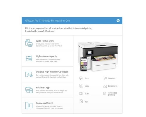 HP OfficeJet Pro 7740 Wireless All In One A3 Multifunction Printer - G5J38A - Picture 4 of 6