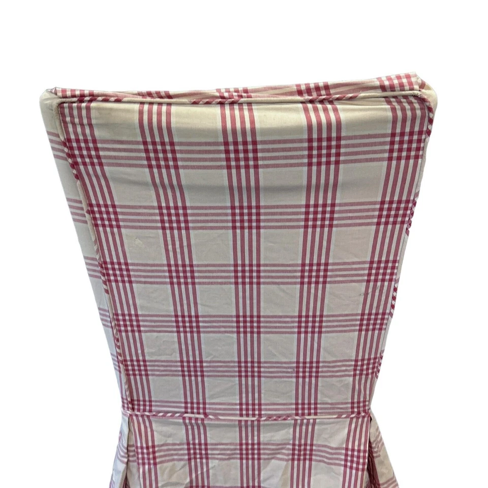 Ballard Designs Parsons Chair Slipcover Red & Beige Plaid Preppy Classic Cover - Image 4 of 4
