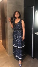 Sale - NWOT  FSelf-Portrait Pleated Floral Star Midi Dress Blue Navy SP20-119M