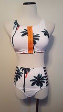 Cupsay Apparel White Palm Tree Cheeky Gal Bikini Sz S