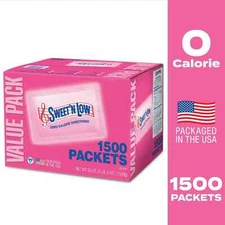 1,500 Packets Sweet' N Low Box Zero Calories Free And Fast Shipping