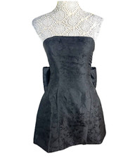 Pretty Little Thing Black Aline Mini Dress Big Bow Back Detail Women’s UK Size 8