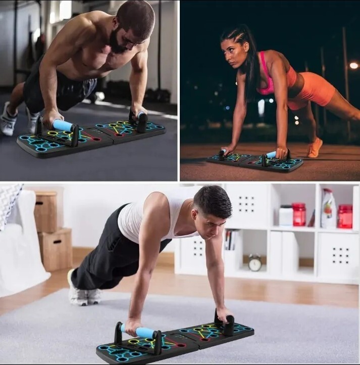 Portable Foldable 18 in 1 Home Exercise Fitness Push Up Board w/Anti-Slip Handle