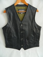 Mens Wilsons Leather Heavy Motorcycle Black Vest Size M