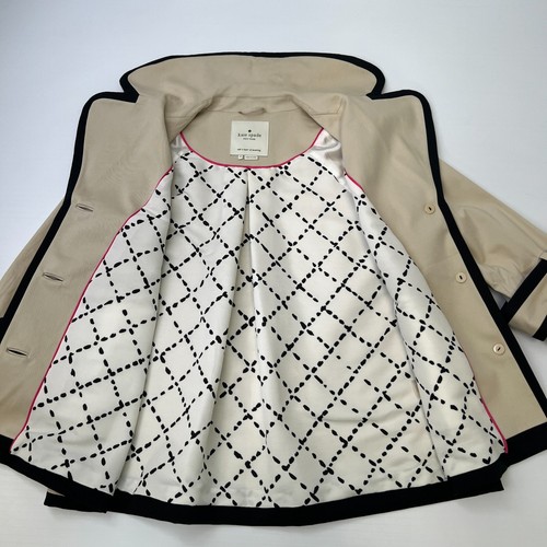 Kate Spade Jacket Women Small Trench Coat Lined Contrast Trim Work Party Core Ex - Picture 13 of 24