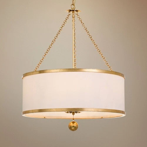 Crystorama Broche 24" Wide Antique Gold Drum Chandelier - Picture 1 of 6