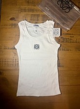 Loewe White Tank Top with Black Embroidered L...