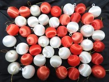 50 Mini Red White Satin Spun Silk Sheen Plastic Xmas Ball Ornaments Lot 1" D5106