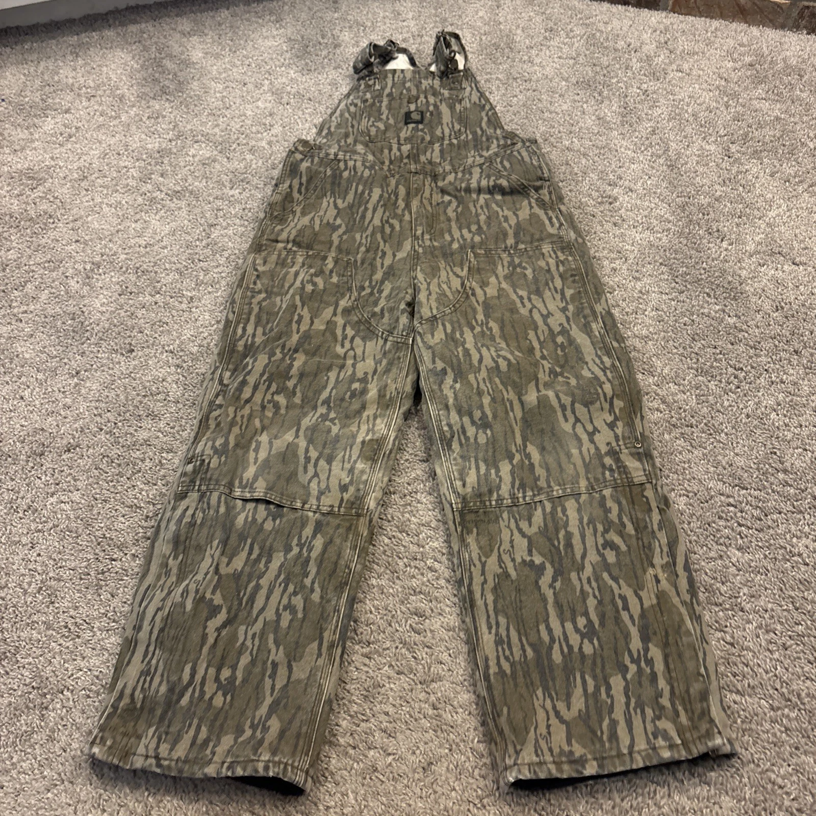 Carhartt Bibs Youth 14 Mossy Oak Bottomland Camo Quilted Insulated Adult S? RARE