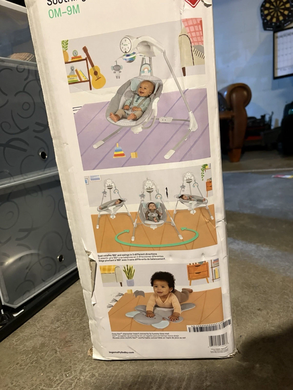 Ingenuity InLighten Soothing Swing Van Gray White 180° Rotating Seat Infant
Opens in a new window or