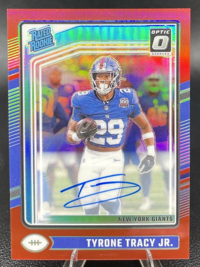 2024 Donruss Optic Tyrone Tracy Jr. Rated Rookie Auto Red #’d /75 Giants