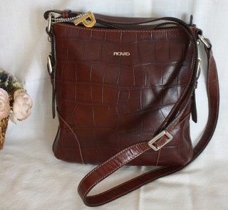 PICARD Tasche Leder Kroko Print Schultertasche Umhängetasche crossover braun