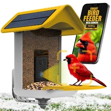 Easy Quick Set Up, Smart Bird Feeder with Camera - Dual Solar Panels,1080P Hi...