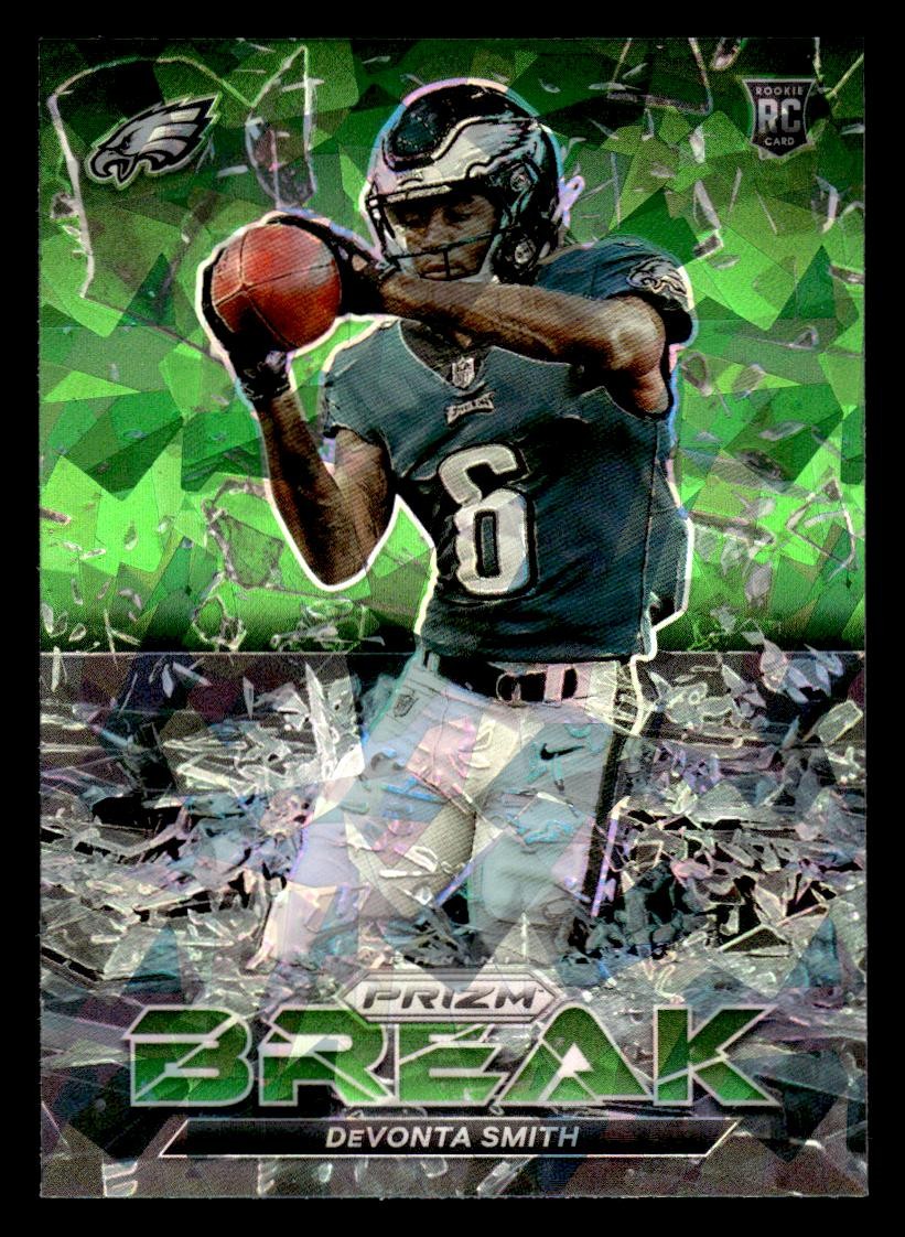 2021 Panini Prizm #PB-10 DeVonta Smith Prizm Break Prizms Green Ice