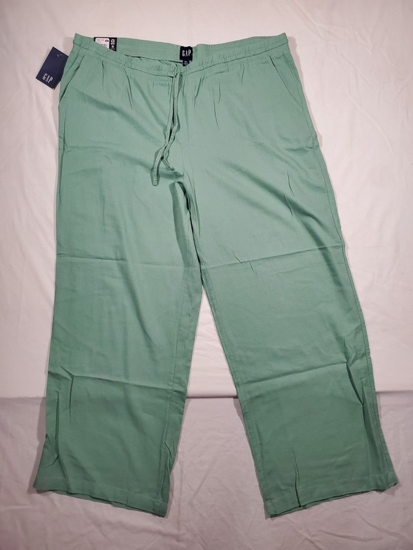 NWT- Gap Linen Pull On Pants - Women's Size XXL - Color: Granite Green