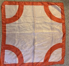 Vintage Vera Neumann Orange White Polka Dot Square Scarf 22.5  Square MCM LOOK