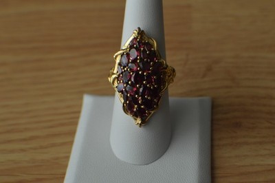 6,00ct Rhodolith Granat Cocktail Ring 18K YG plattiert über Feinsilber Größe 8