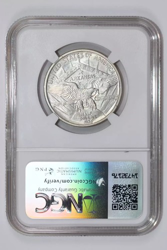 1935 ARKANSAS COMMEMORATIVE HALF DOLLAR NGC MS65 - Picture 2 of 2