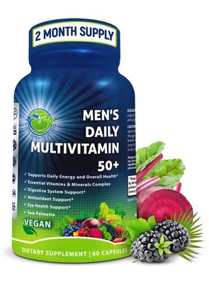 Men's Daily Multivitamin 50 Plus  Vegan Methylated Multivitamin for Men 50 an...