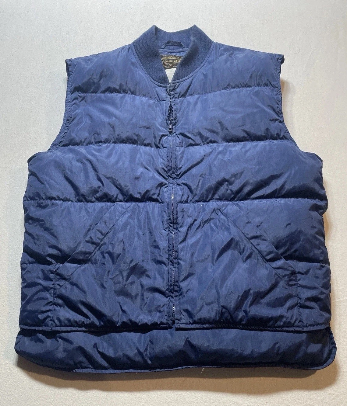 Vintage Eddie Bauer Goose Down Vest Mens Medium Navy Blue Quilted Puffer 90s