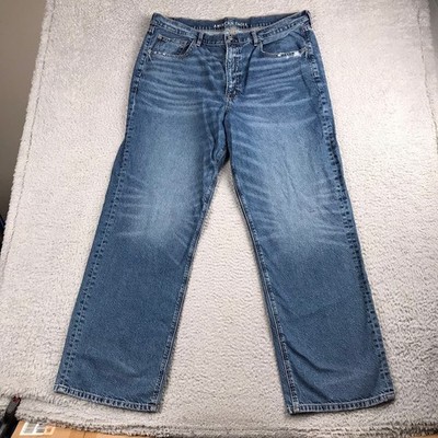 American Eagle Low Rise Baggy Jeans Women 18 (40x31) Blue Relaxed Wide Leg Denim
