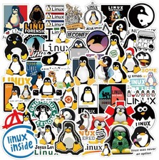 Linux Stickers 62pcs Work Decals Aesthetic Waterproof Vinyl Pack White