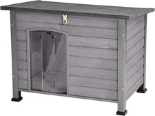 Indoor Outdoor Dog House,Anti-Chewing Iron Frame Dog Kennel,Wood Warm Pets