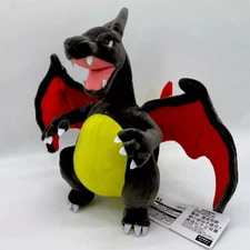 Black Shiny Charizard Plush Doll Soft Toy Stuffed Animal Teddy 25cm for kids.