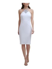 VINCE CAMUTO Womens White Fitted Sleeveless Above The Knee Formal Sheath Dress 4
