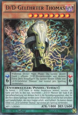 YuGiOh D/D-Gelehrter Thomas MP17-DE065 Rare NM 1st