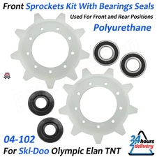 Front & Rear Sprockets With Bearings Seals 04-102 For Ski-doo Olympic Elan TNT