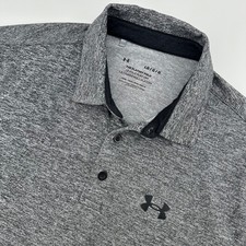 Under Armour Mens Playoff Polo Shirt Gray Heathered Performance Golf Large LG