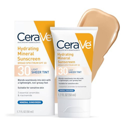 CeraVe Hydrating Mineral Sunscreen SPF 30 with Sheer Tint, Tinted
