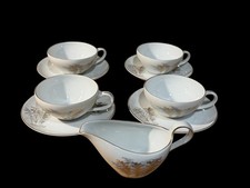 Vintage Fukagawa Arita 901 Set 4 cups 4 Saucers 1 Creamer Coffee Tea Collectible