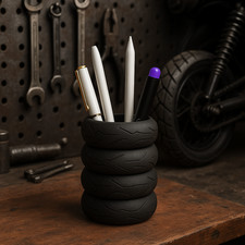 Portapenne forma Gomma Pneumatico Ruota Moto Accessorio Scrivania stampa 3D