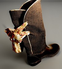 Posh Women’s Wellies Size 7.5  Rain Boots Equestrian Floral Tie Up Boho Rare