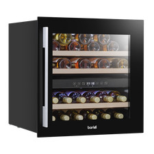 Built-In Wine Cooler Fridge, 36 Bottle, Dual Zone, Wood Shelves, Black DH117 B