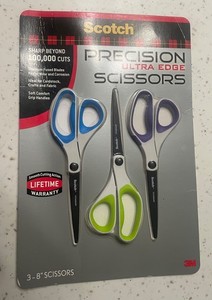 REDUCED AGAIN!  Scotch Precision Ultra Edge 8-Inch Scissors, 3 pack