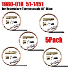 5PACK For Robertshaw Thermocouple 18" 46cm 1980-018 Snap Fit Universal (51-1451)