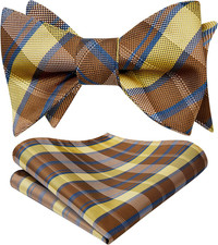 Bow Ties for Men Check Plaid Self Tie Bow Tie and Pocket Square Bowtie Formal Tu