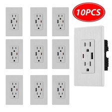 10Pcs 15 Amp Usb Wall Outlet with Type C  USB A Port, UL Listed TR Receptacle