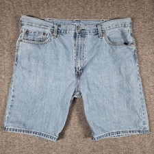 Levi's 405 Shorts Mens 40 Blue Denim Bermuda 5 Pocket Light Wash Jeans Casual