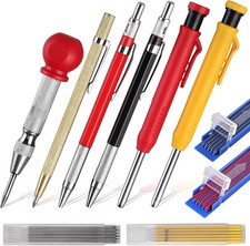 XUNTOP 6PCS Tracer Pencil Kit, Carpenters Pencils 45mm Extension and Nose Tip D