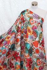 100 Charmeuse Silk Fabric Tropical Flower M52 Per Yard