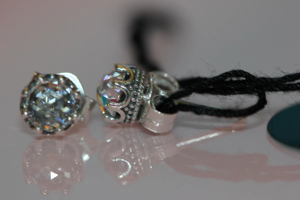 Pandora pink sparkling crown stud earrings deals