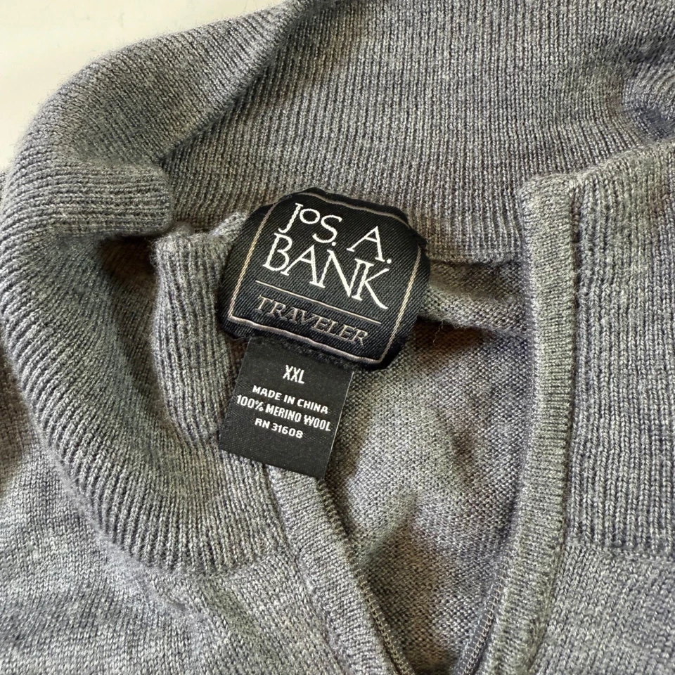 JOS. A. BANK Traveler Bundle of 2 Merino Wool 1/4 Zip Sweaters Navy Gray Sz XXL - Image 3 of 4