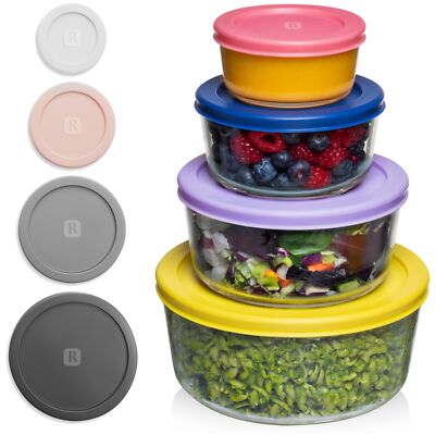 Razab 12 Pc Glass Food Storage Container Set with Lids 7, 4, 2 &1 Cup Round  M... 850041892115| eBay